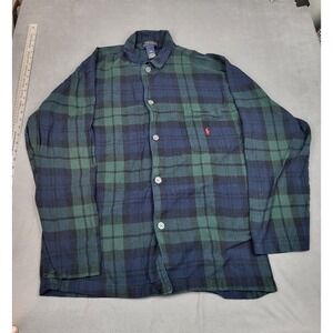 Polo Ralph Lauren Sleepwear Shirt Mens Large Blue Blackwatch‎ Plaid Oversized